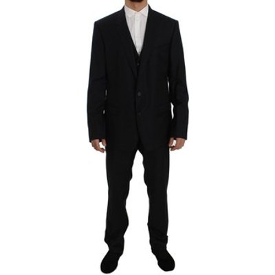 D G  Blue Fantasy Wool Slim Fit 3 Piece Suit  men's  in multicolour