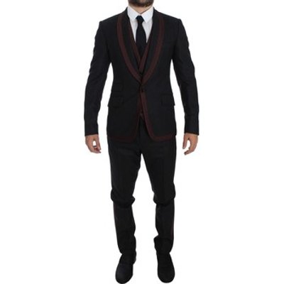 D G  Gray Striped 3 Piece Slim Suit Tuxedo  men's  in multicolour