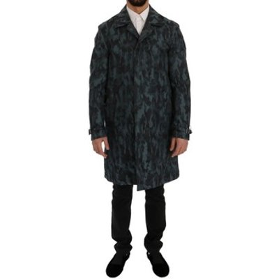 D G  Blue Camouflage Trench Trench  men's Trench Coat in multicolour