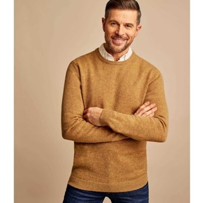 Woolovers  Lambswool Crew Neck Jumper  men's Sweater in Orange