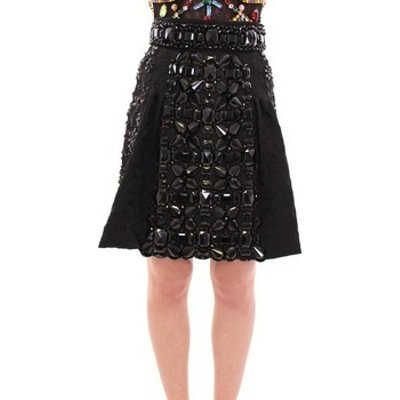 D G  Black Crystal Handmade Above Knee Skirt  women's Skirt in multicolour