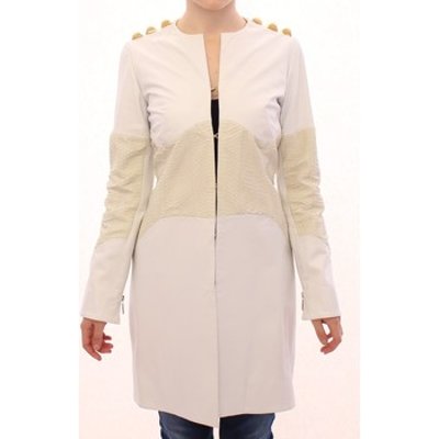 Vladimiro Gioia  White Leather Long Crocco Jacket  women's Jacket in multicolour