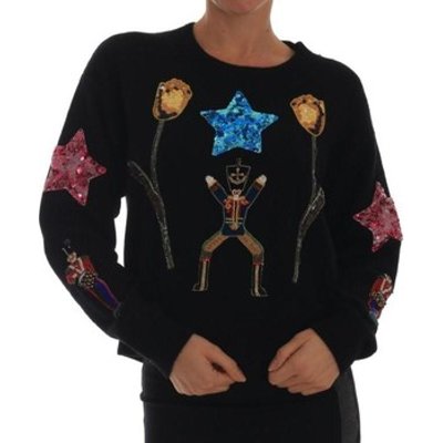 D G  Fairy Tale Crystal Black Cashmere Sweater  women's Sweatshirt in multicolour