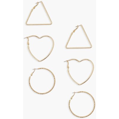 Shaped Hoop Earring 3 Pack, Metallics