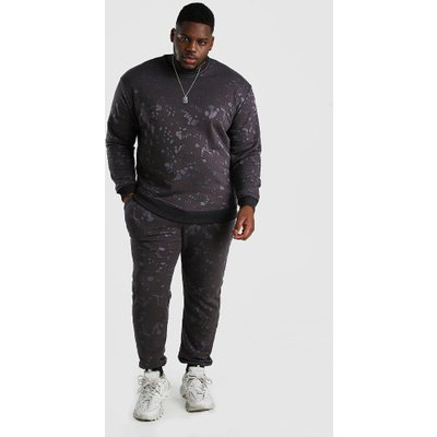 Mens Grey Big And Tall Burnout jumper Tracksuit, Grey