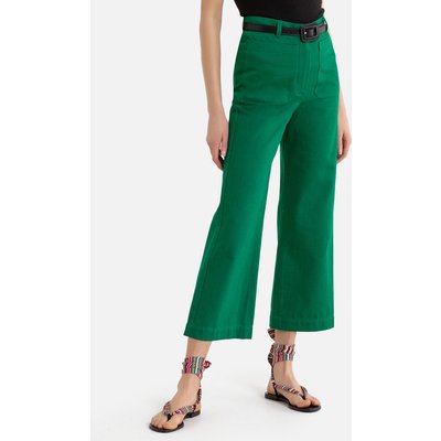 Cotton Wide Leg Trousers, Length 24.5"