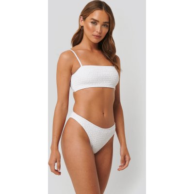 NA-KD Swimwear Smocked Highcut Bikini Bottom - White