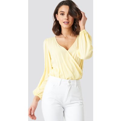 NA-KD Balloon Sleeve Short Blouse - Yellow