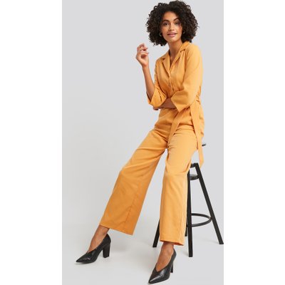 NA-KD Wide Leg Buttoned Jumpsuit - Yellow