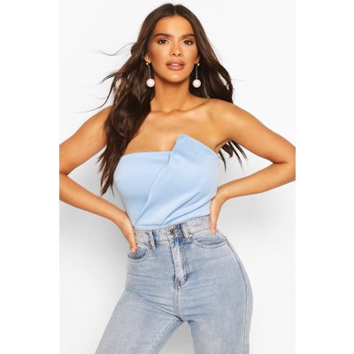 Womens Bandeau Wrap Detail Bodysuit - Blue - 6, Blue