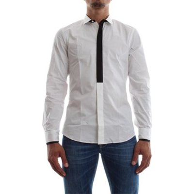 Dondup  UC186 PS011M  men's Long sleeved Shirt in White