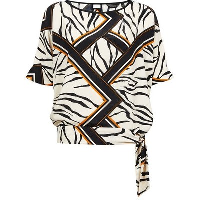 Stone Zebra Print Tie T-Shirt