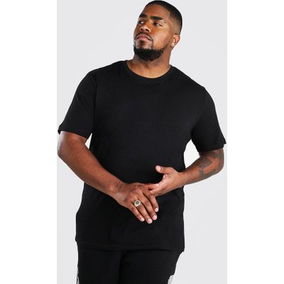 Mens Black Plus Size Basic Crew Neck T-Shirt, Black