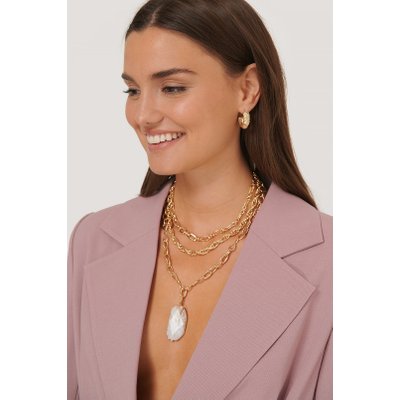 NA-KD Accessories Oversize Stone Pendant Chain Necklace - Gold