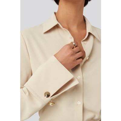 NA-KD Classic Gold Detail Blouse - Beige