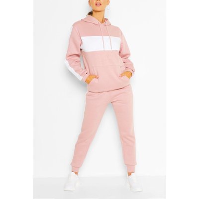 Womens Woman Embroidered Colour Block Stripe Tracksuit - Pink - 8, Pink