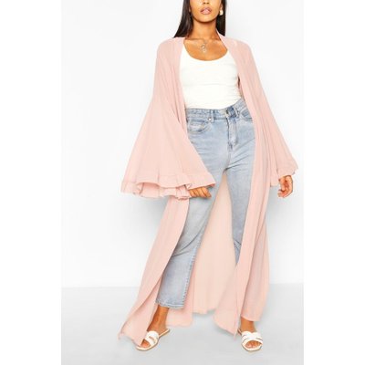 Womens Wide Sleeve Maxi Kimono - Pink - S, Pink