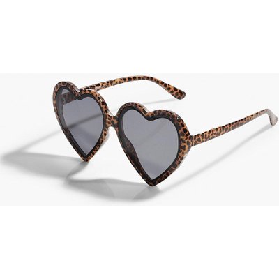 Womens Heart Frame Tinted Sunglasses - Black - One Size, Black