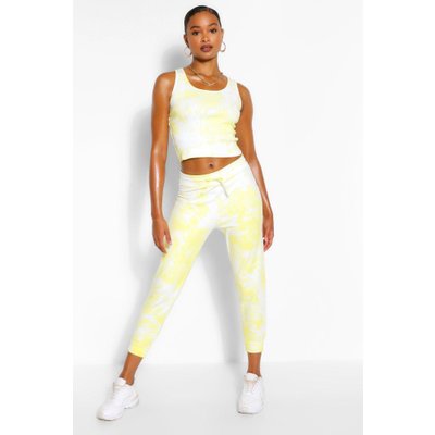 Womens Tie Dye Crop And Jogger Set - Yellow - 6, Yellow