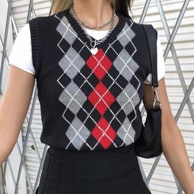 V-Neck Argyle Knit Vest