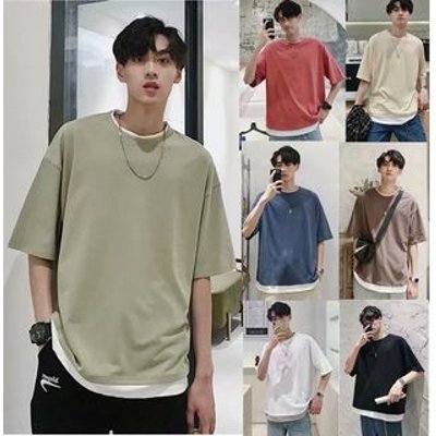 Mock Two-Piece Elbow-Sleeve T-Shirt