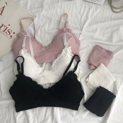 Set: Lace-Trimmed Bralette + Panties