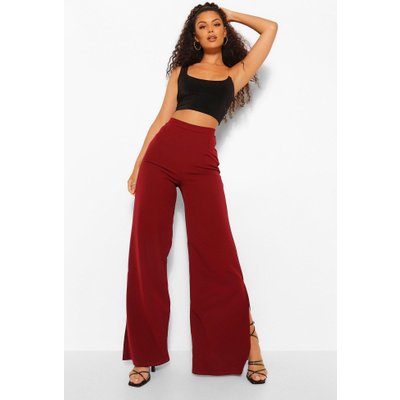 Womens Split Side Woven Wide Leg Trouser - Red - 6, Red