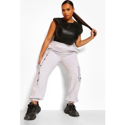 Womens Plus Lost Love Barbed Wire Boyfriend Jogger - Grey - 16/18, Grey