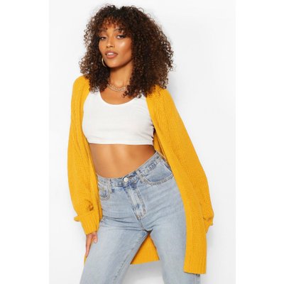 Womens Tall Chunky Fisherman Knit Cardigan - Yellow - S, Yellow