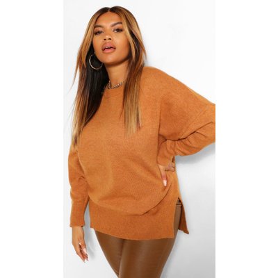 Womens Plus Oversized Balloon Sleeve Knitted Jumper - Cumin - 20-22, Cumin