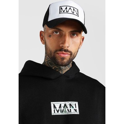 Mens Black MAN Dash Box 2 Colour Trucker Cap, Black