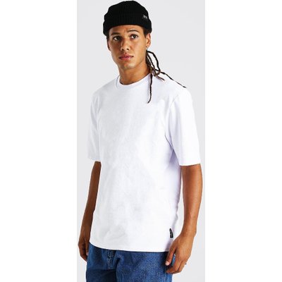 Mens White Heavyweight Boxy Fit Overdyed Marl T-Shirt, White