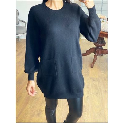 Taylah Super Soft Knitted Pocket Detail Jumper Dress - Black