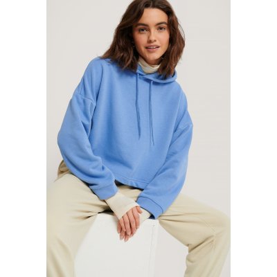 NA-KD Basic Basic Cropped Hoodie - Blue