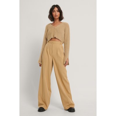 Hoss x NA-KD Gabardin Trousers - Beige