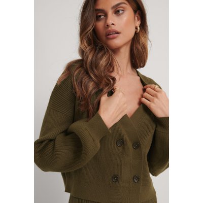 Handpicked x NA-KD Knitted Balloon Arms Cardigan - Green