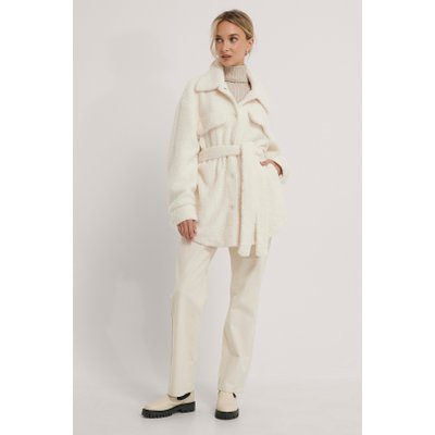 NA-KD Belted Teddy Jacket - Offwhite