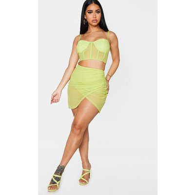 Shape Lime Mesh Wrap Front Bodycon Skirt