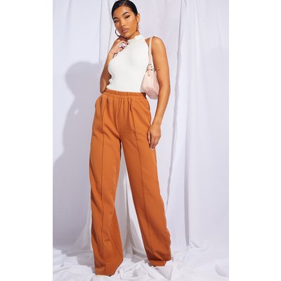 Rust Woven Pintuck Straight Leg Pants