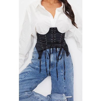 Black Triple Lace Up Corset Belt