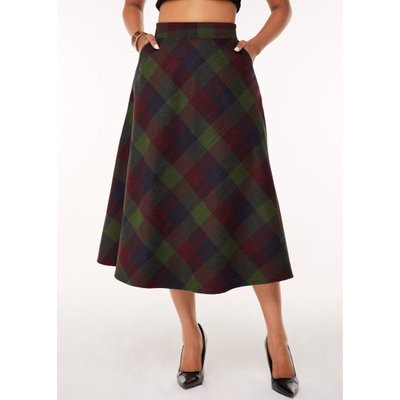 Side Pocket Plaid Print A Line Skirt