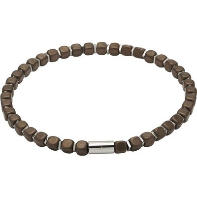 Mens Unique & Co Stainless Steel Brown Haematite Bracelet