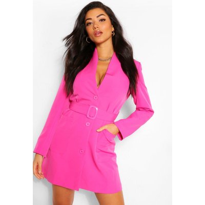 Womens Belted Pocket Detail Blazer Dress - Pink - 10, Pink