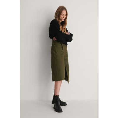 NA-KD Asymmetric Denim Skirt - Green