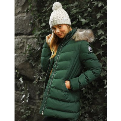 Coats / Jackets Jaboris Fur Funnel Neck Longline Quilted Puffer Coat in Dark Green - Tokyo Laundry / 14 - Tokyo Laundry