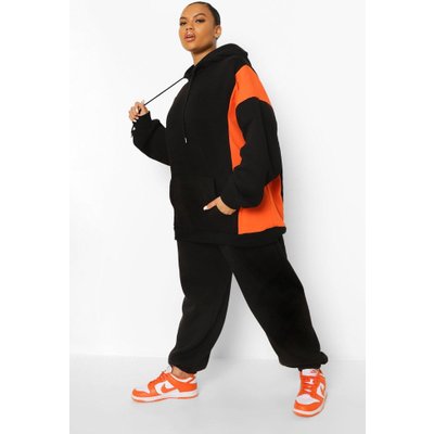 Womens Plus Side Colour Block Oversized Hoody - Black - 16, Black