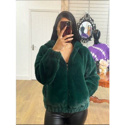 Poppy Super Soft Faux Fur Hooded Jacket  - Emerald