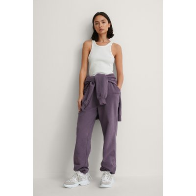 NA-KD Reborn Embroidery Detail Sweatpants - Purple