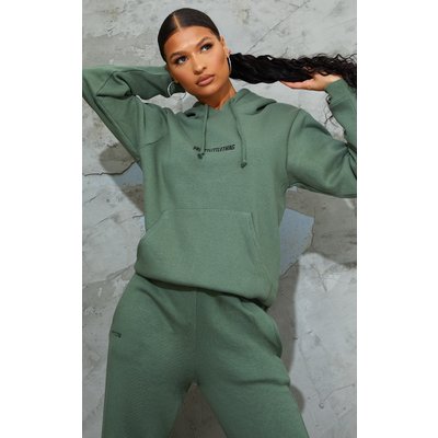 PrettyLittleThingSage Green Embroidered Oversized Lounge Hoodie