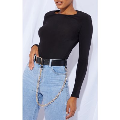 Black PU Oversized Chunky Chain Waist Belt